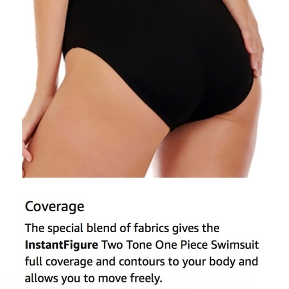 NWOT Instant Figure Women's Compression Two-Tone‎ One-Piece Swimsuit - Picture 7 of 15